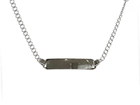 Engraveable 925 Sterling Silver Bar Baby Bracelet with Curb Link 5.5"