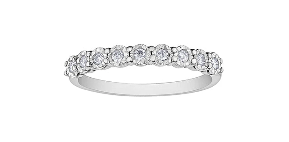 10K White Gold 0.15cttw Illusion Setting Diamond Ring, size 6.5