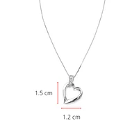 10K White Gold 0.02cttw Diamond Heart Pendant, 18"