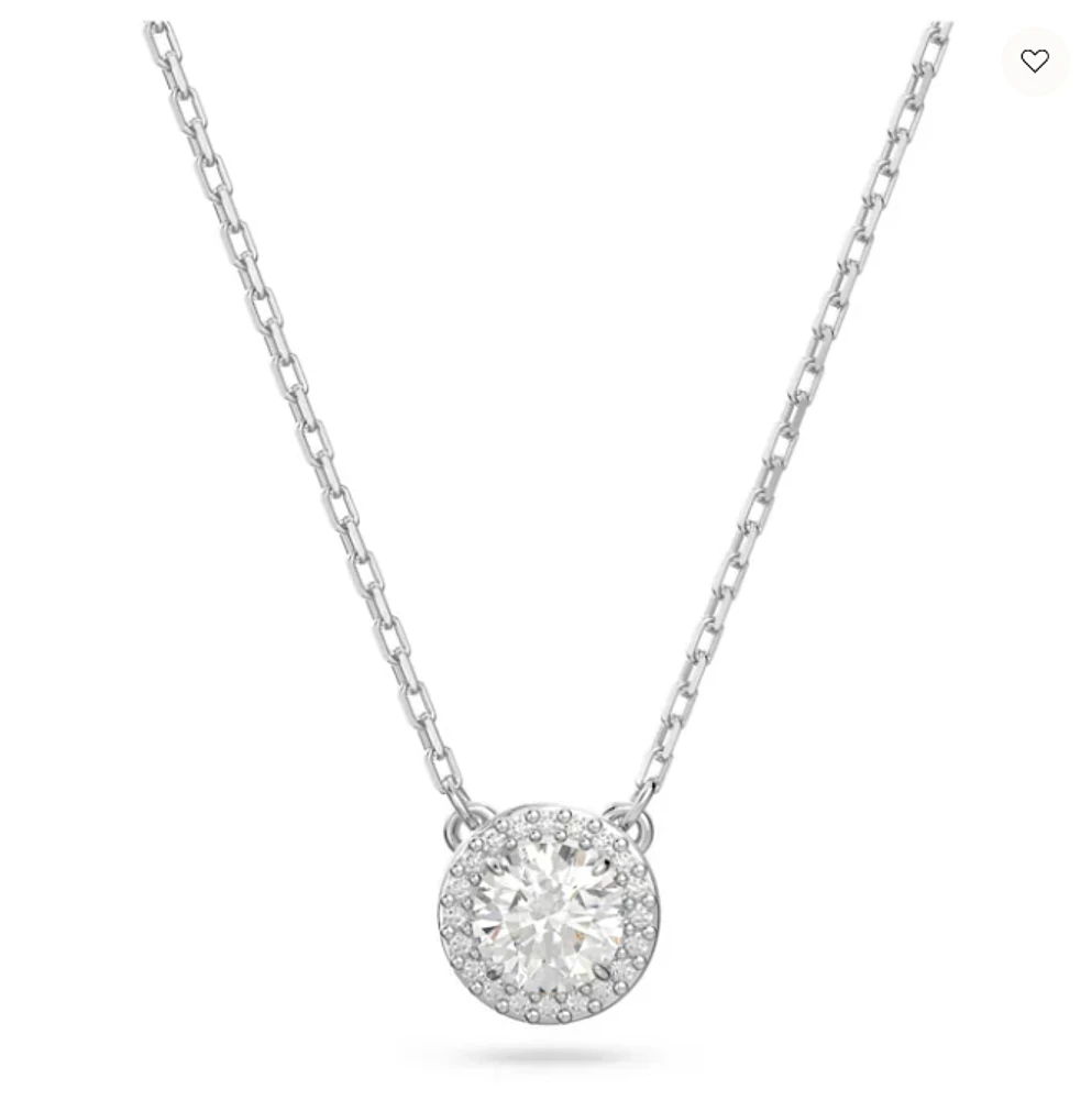 Swarovski Constella/Una pendant, Round cut, Pavé, White, Rhodium plated - 5636264