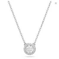 Swarovski Constella/Una pendant, Round cut, Pavé, White, Rhodium plated - 5636264