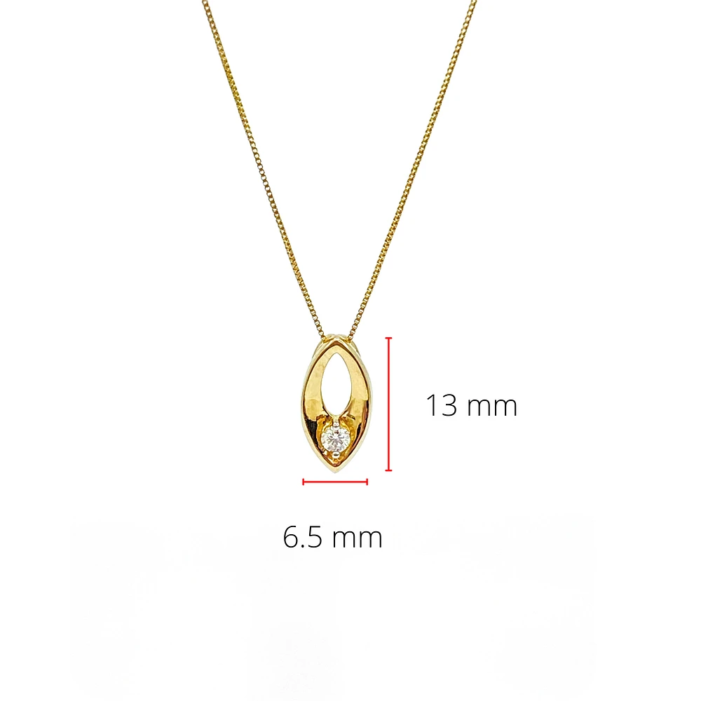 10K Yellow Gold 0.066cttw Canadian Diamond Necklace, 18"
