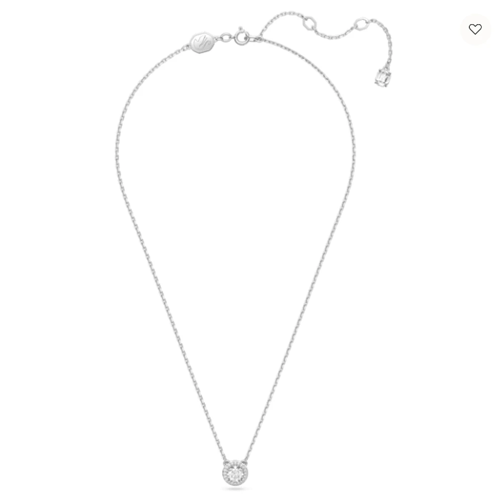 Swarovski Constella/Una pendant, Round cut, Pavé, White, Rhodium plated - 5636264