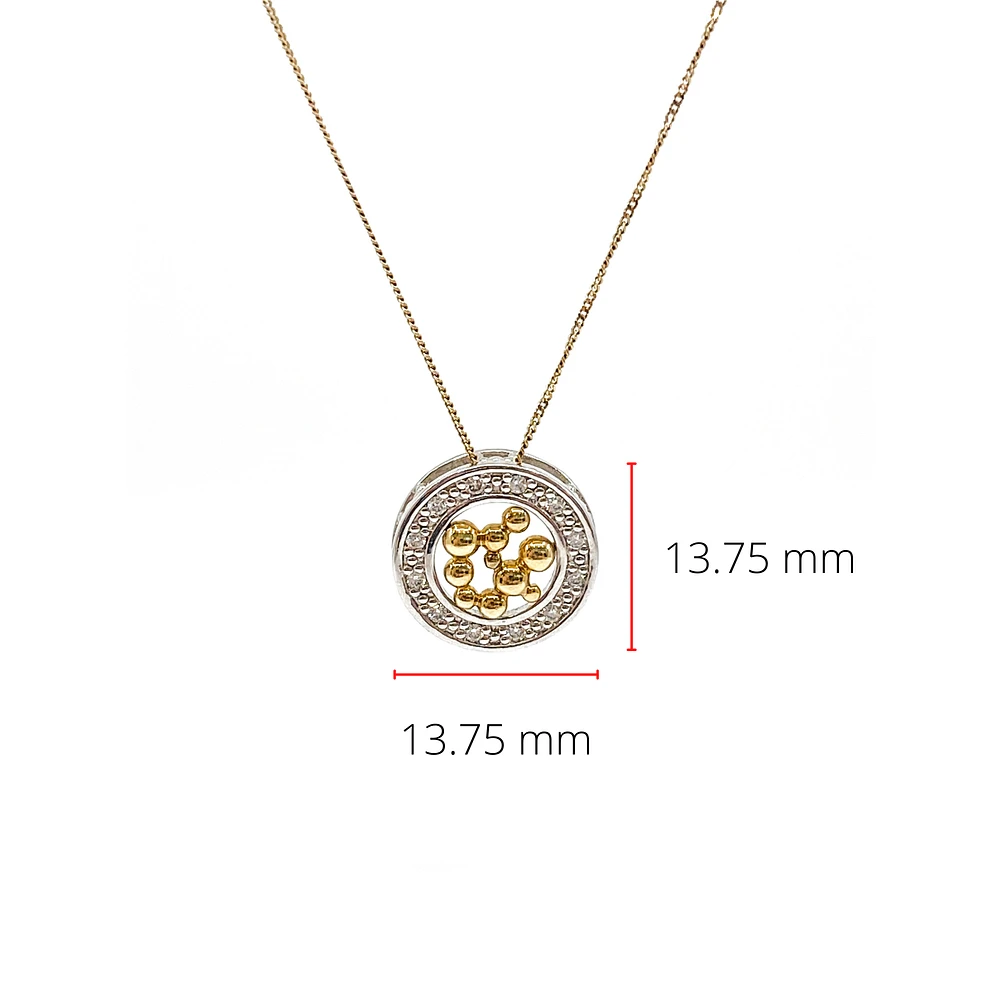 10K White & Yellow Gold 0.12cttw Diamond Pendant, 18"