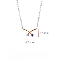 14K White & Rose Gold 0.12cttw Genuine Tanzanite and 0.05cttw Diamond Pendant, 18"
