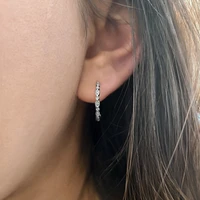 14K White Gold 0.07cttw Diamond Hoop Earrings