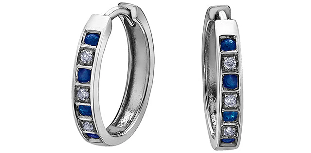 10K White Gold Sapphire and Diamond Earrings