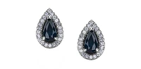 10K White Gold 0.60cttw Genuine Sapphire & 0.11cttw Diamond Pear Shaped Halo Earrings