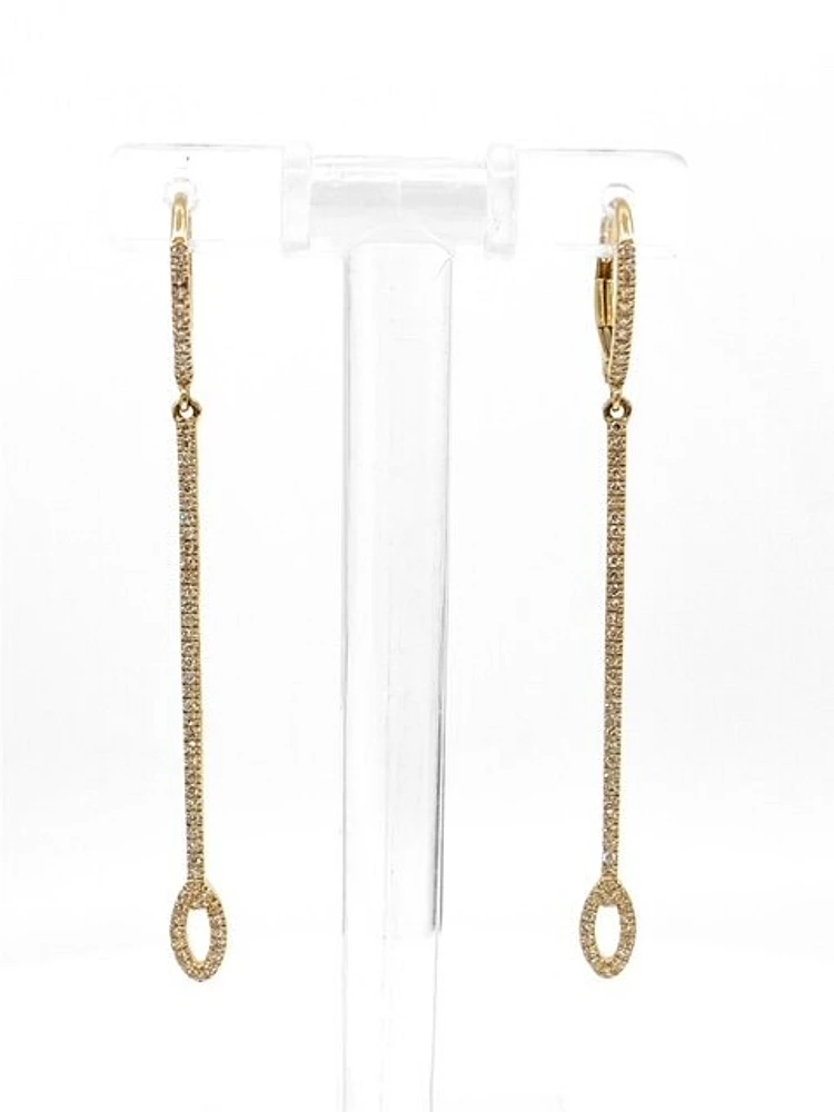 14K Yellow Gold 0.31cttw Diamond Drop Earrings - 57mm