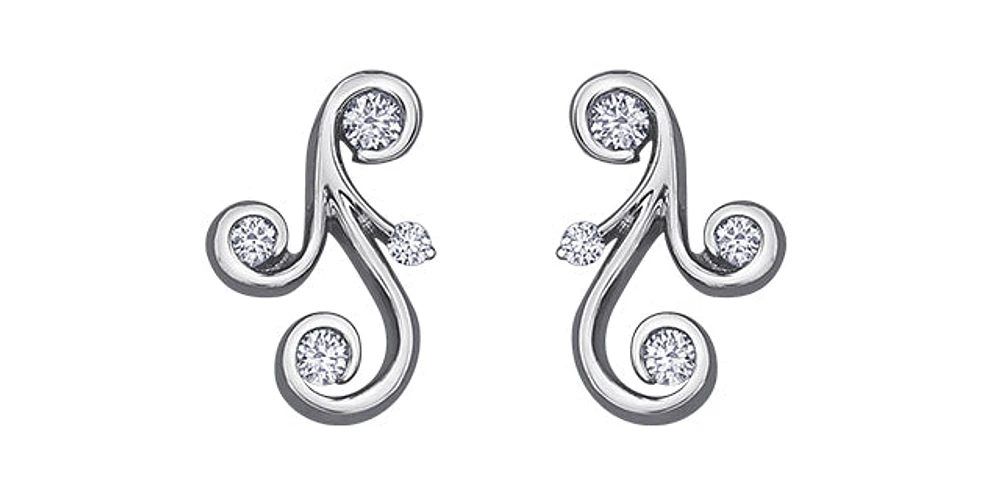 10K White Gold 0.215cttw Canadian Diamond Earrings