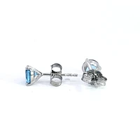 10K White Gold 5mm Topaz Earrings with Three Claw Setting