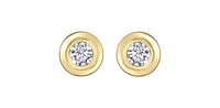 14K Gold 0.15cttw Canadian Diamond Bezel Set Earrings