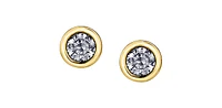 14K Gold 0.30cttw Canadian Diamond Bezel Set Earrings