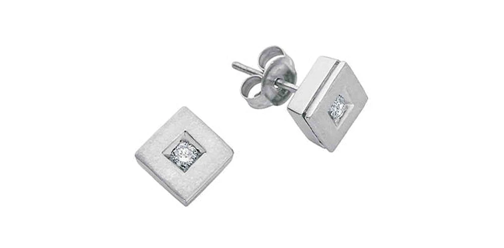 10K White Gold 0.10cttw Diamond Stud Earrings