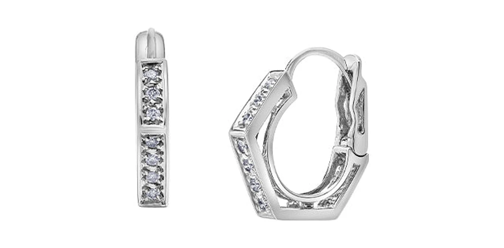 10K Gold 0.25cttw Diamond Hoop / Huggie / Hinged Earrings