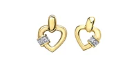 10K Yellow Gold 0.03cttw Diamond Heart Earrings