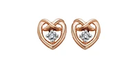 10K White & Rose Gold 0.032cttw Diamond Heart Stud Earrings