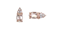 10K Rose Gold 0.50cttw Genuine Oval Cut Morganite & 0.05cttw Diamond Stud Earrings