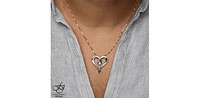 Sterling Silver 0.044cttw Diamond Heart Necklace, 18"