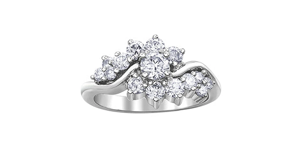 10K White Gold 1.00cttw Diamond Ring, size 6.5