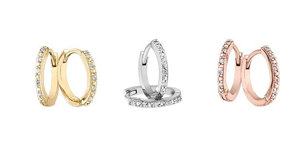 10K Gold 0.05cttw Diamond Hoop / Huggie Earrings