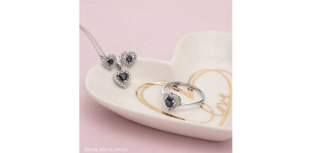 10K White Gold Sapphire and Diamond Halo Pulse Earrings with Butterfly Backings