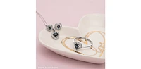 10K White Gold Sapphire and Diamond Halo Pulse Earrings with Butterfly Backings