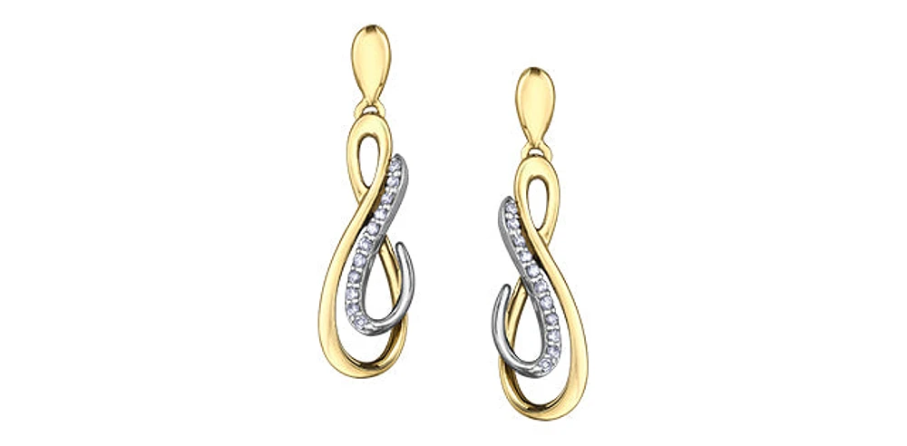 10K Yellow Gold 0.09cttw Diamond Dangle Earrings