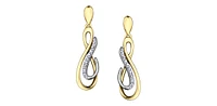 10K Yellow Gold 0.09cttw Diamond Dangle Earrings