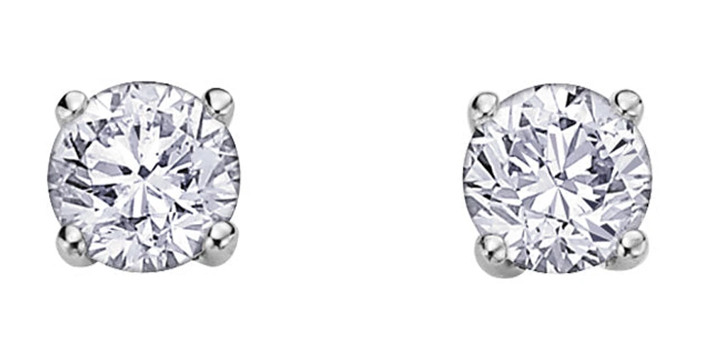 14K White Gold 1.01cttw Round Brilliant Cut Canadian Diamond Earrings