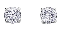 14K White Gold 1.01cttw Round Brilliant Cut Canadian Diamond Earrings