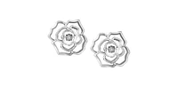 Sterling Silver 0.04cttw Diamond Flower Earring