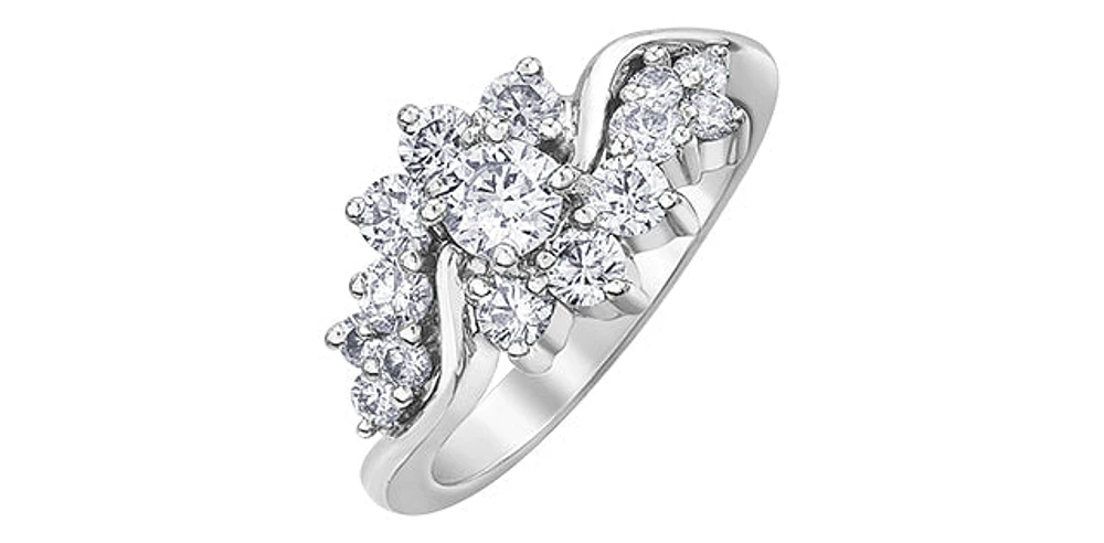 10K White Gold 1.00cttw Diamond Ring, size 6.5