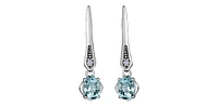 10K White Gold 0.64cttw Aquamarines & 0.012cttw Diamond Dangle / Drop Earrings