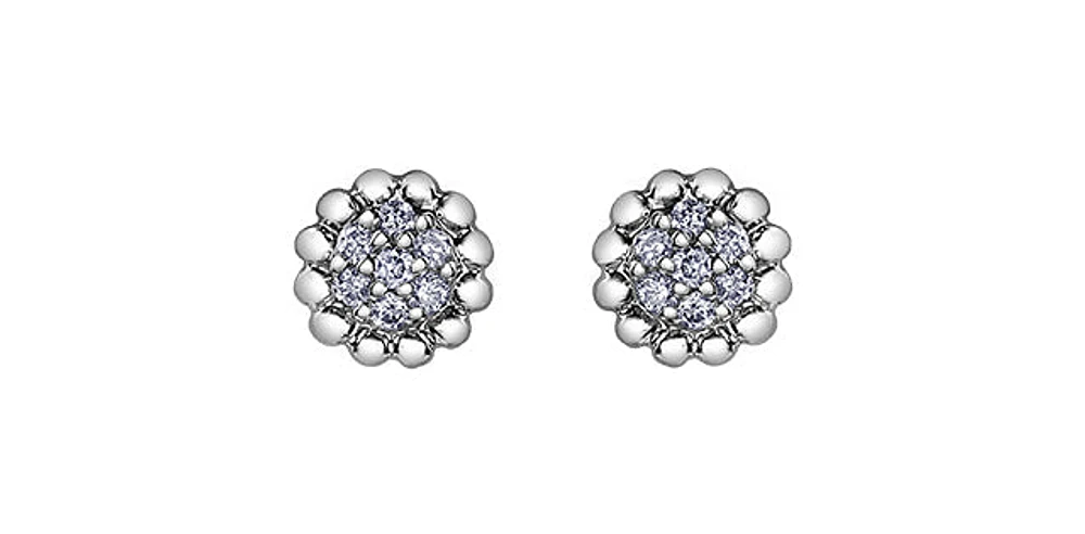 10K White Gold 0.105cttw Diamond Stud Earrings - 6mm