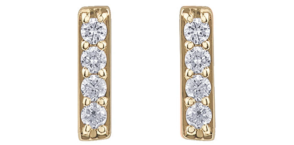 10K Yellow Gold Diamond Bar Earrings 0.072cttw