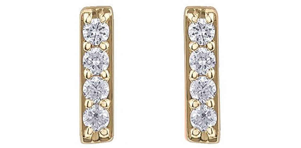 10K Yellow Gold Diamond Bar Earrings 0.14cttw