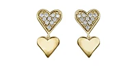 10K Yellow Gold Diamond Heart Earrings 0.10cttw
