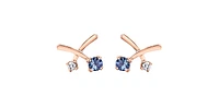 14K White & Rose Gold 0.16cttw Genuine Tanzanite & 0.05cttw Canadian Diamond Earrings