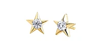 10K Yellow Gold 0.125cttw Canadian Diamond Star Stud Earrings