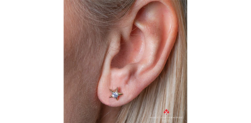 10K Yellow Gold 0.125cttw Canadian Diamond Star Stud Earrings