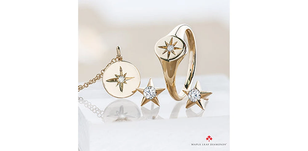 10K Yellow Gold 0.125cttw Canadian Diamond Star Stud Earrings