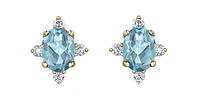 10K Yellow Gold Aquamarine and Diamond Earrings