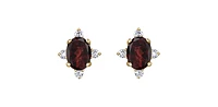 10K Yellow Gold Garnet and Diamond Earrings