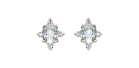 10K Yellow Gold White Topaz and Diamond Earrings