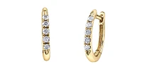 10K Yellow Gold 0.15cttw Diamond Hoop Hinged Huggie Earrings