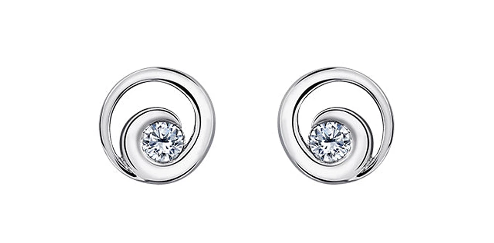 14K White Gold 0.128cttw Canadian Diamond Earring