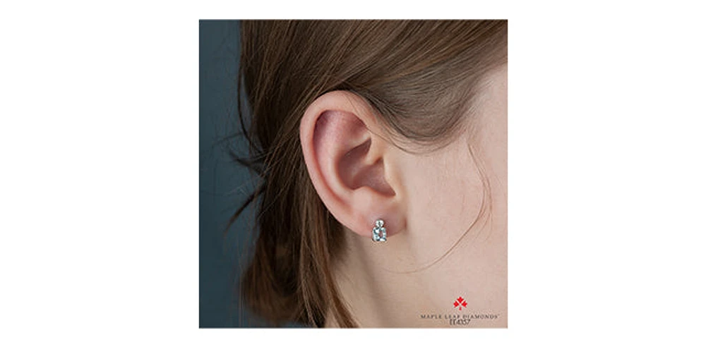 14K White Gold Aquamarine and Canadian Diamond Earrings