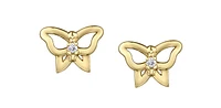 10K Yellow Gold 0.02cttw Diamond Butterfly Stud Earrings