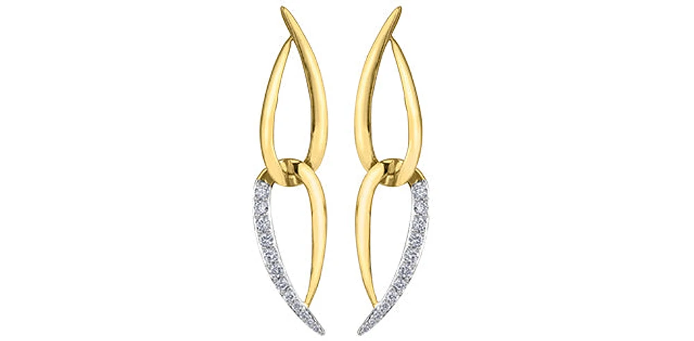 10K Yellow Gold Diamond Dangle Earrings 0.25cttw